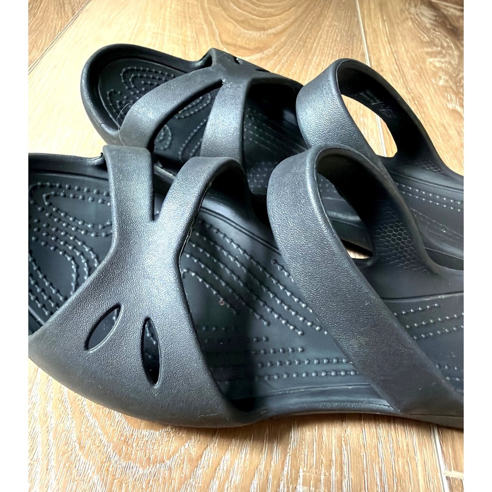 Crocs Sandals Womens 8 Kelli Open Toe Two Strap Slide Sport Casual Comfort Black - Picture 6 of 8